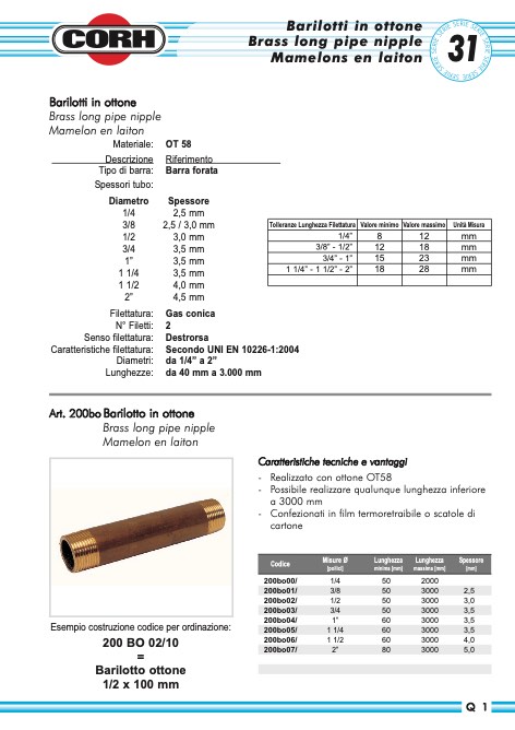 Corh - Catalogo Barilotti in ottone