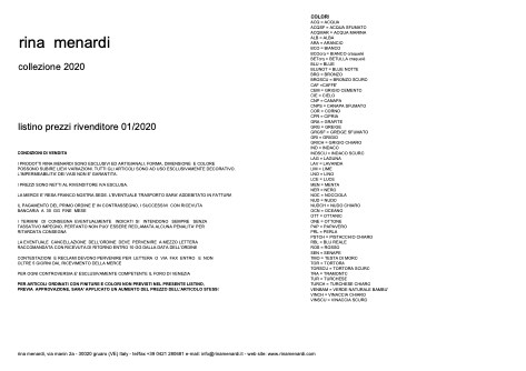 Rina Menardi - Preisliste Collezione 2020