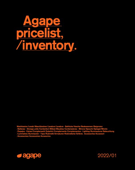 Agape - Price list Inventory