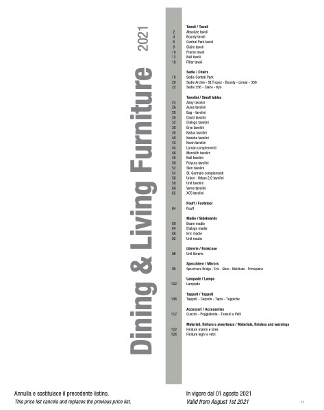 Ditre Italia - Listino prezzi Dining & Living furniture