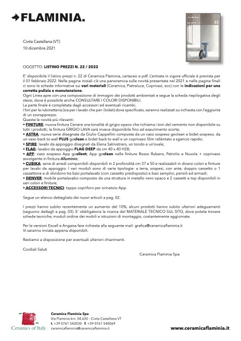 Flaminia - Price list FLM_ListinoPrezzi-n22_presentazione_IT.pdf