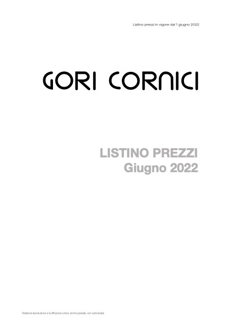 Gori Cornici - Listino prezzi Giugno 2022