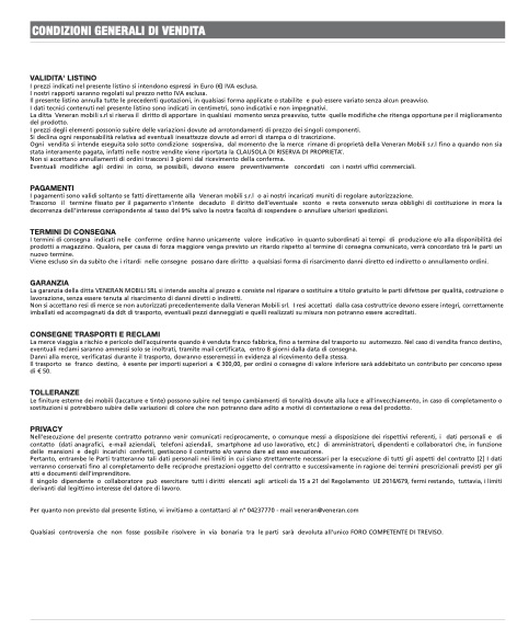 Veneran - Listino prezzi Cabine