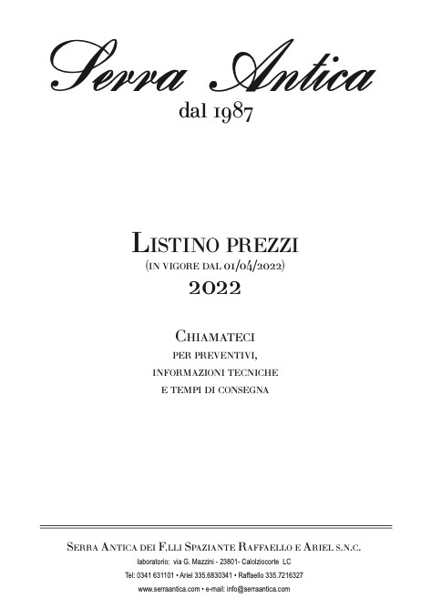 Serra Antica - Price list 2022