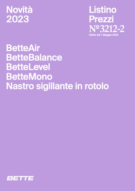 Bette - Price list Novità 2023