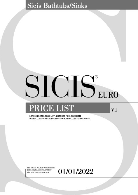 Sicis - Price list Bathtubs - Sinks