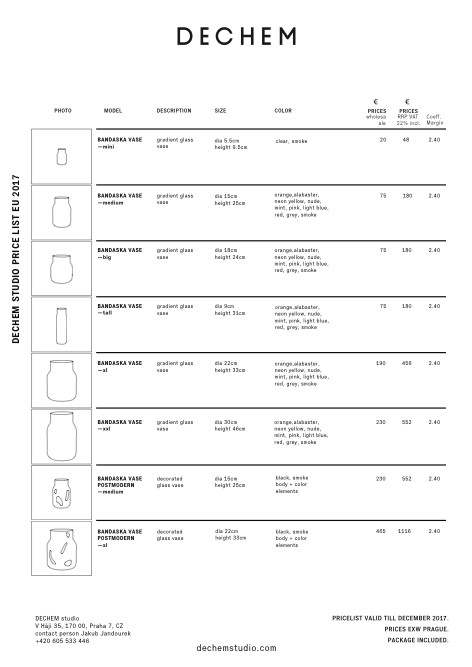 Dechem - Listino prezzi 2017