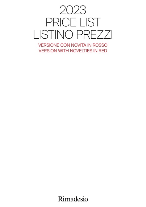 Rimadesio - Liste de prix Novità 2023