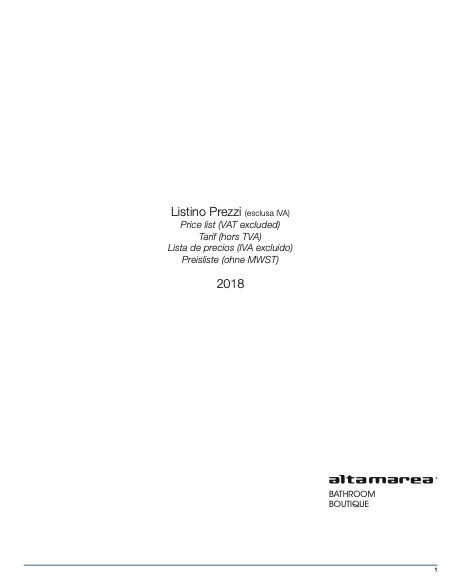 Altamarea - Listino prezzi 2018