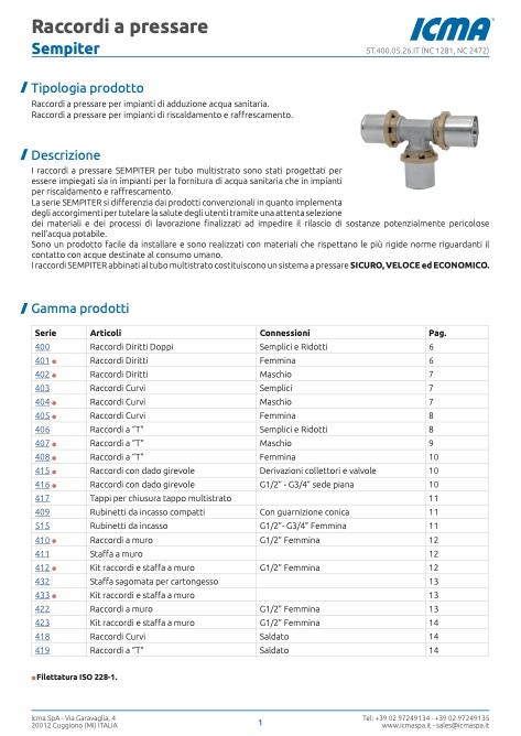 Icma - Catalogo Raccordi a Pressare