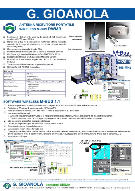 Gioanola - Catalogue Antenna ricevitore portatile wireless M-BUS RWMB