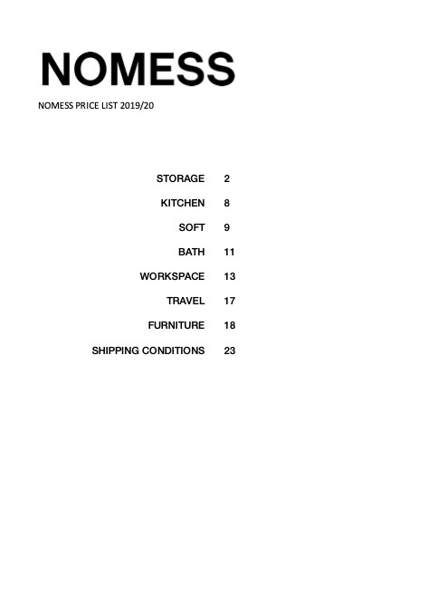 Nomess - 价目表 2019/20
