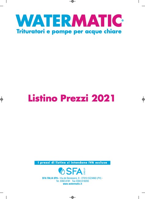 Sfa - Riservato - Lista de precios Watermatic