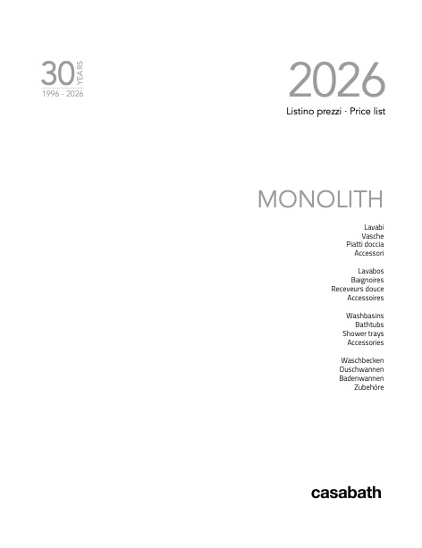 Casabath - Listino prezzi VOLUME 3 Monolith