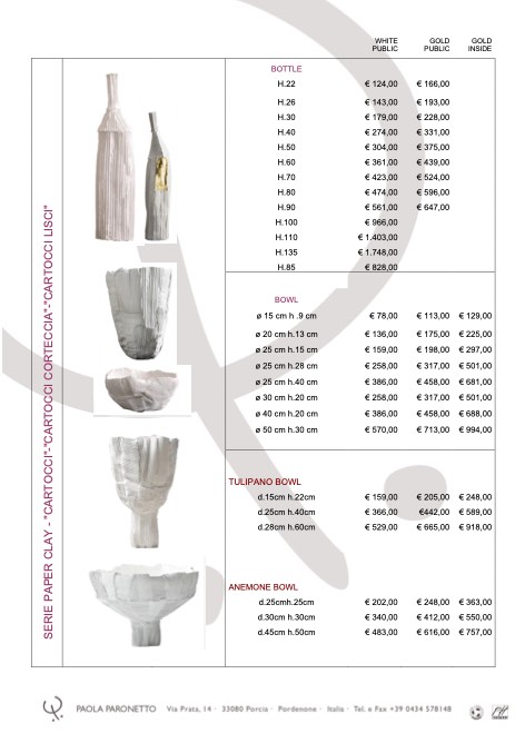 Paola Paronetto - Listino prezzi 2019