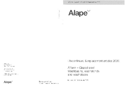 Alape - Price list Discontinued & replacement articles 2020