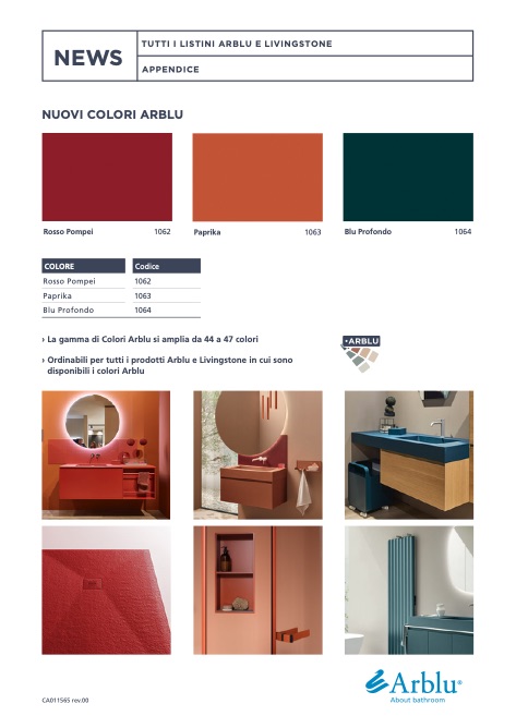 Arblu - Katalog Appendice nuovi colori