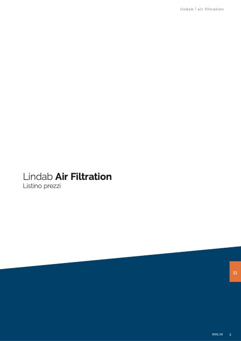 Lindab - 价目表 11 - Air filtration