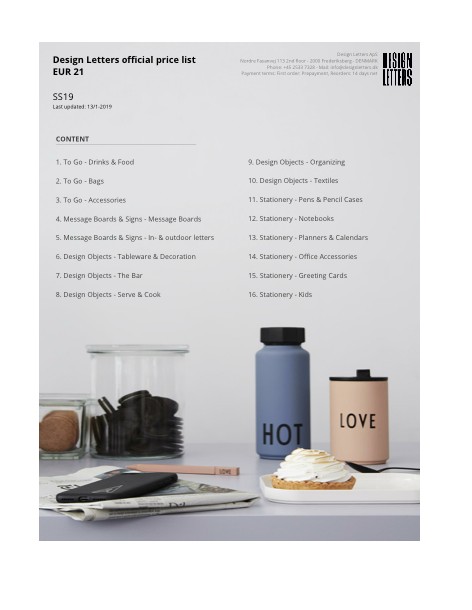 Design Letters - Listino prezzi SS19
