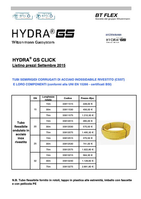 Bt Flex - Listino prezzi HYDRA