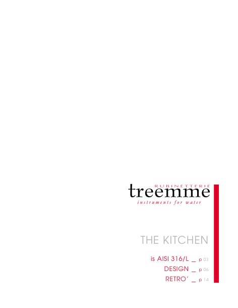 Rubinetterie Treemme - Liste de prix The kitchen