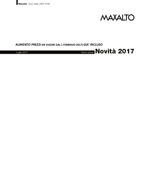 B&B - Price list Maxalto Novità 2017