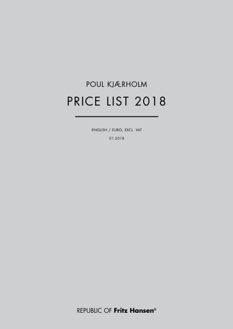 Fritz Hansen - Price list Poul Kjaerholm 2018