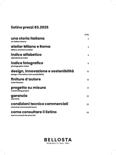 Bellosta Rubinetterie - Listino prezzi 83.2025 | VOLUME 2