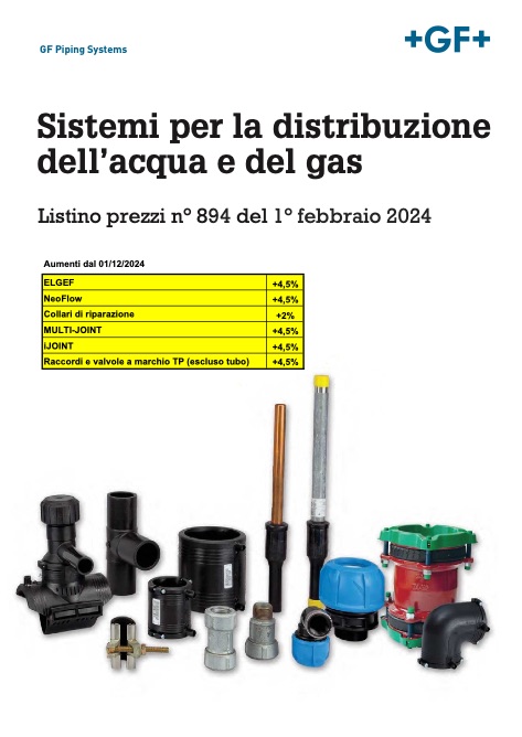 Georg Fischer - Listino prezzi N° 894 Distribuzione Acqua e Gas