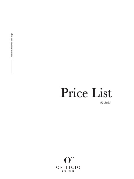 Opificio Ceramico - Liste de prix 02-2023