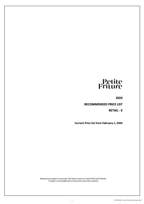 Petite Friture - Прайс-лист 2024